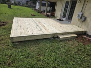 New backyard wood deck construction in Charlotte NC