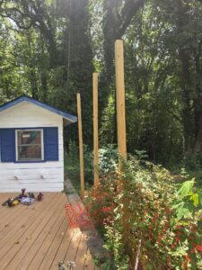 Horizontal wood privacy fence installation in Charlotte NC