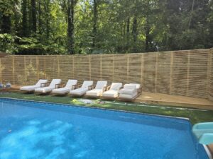 Completed backyard fence around pool